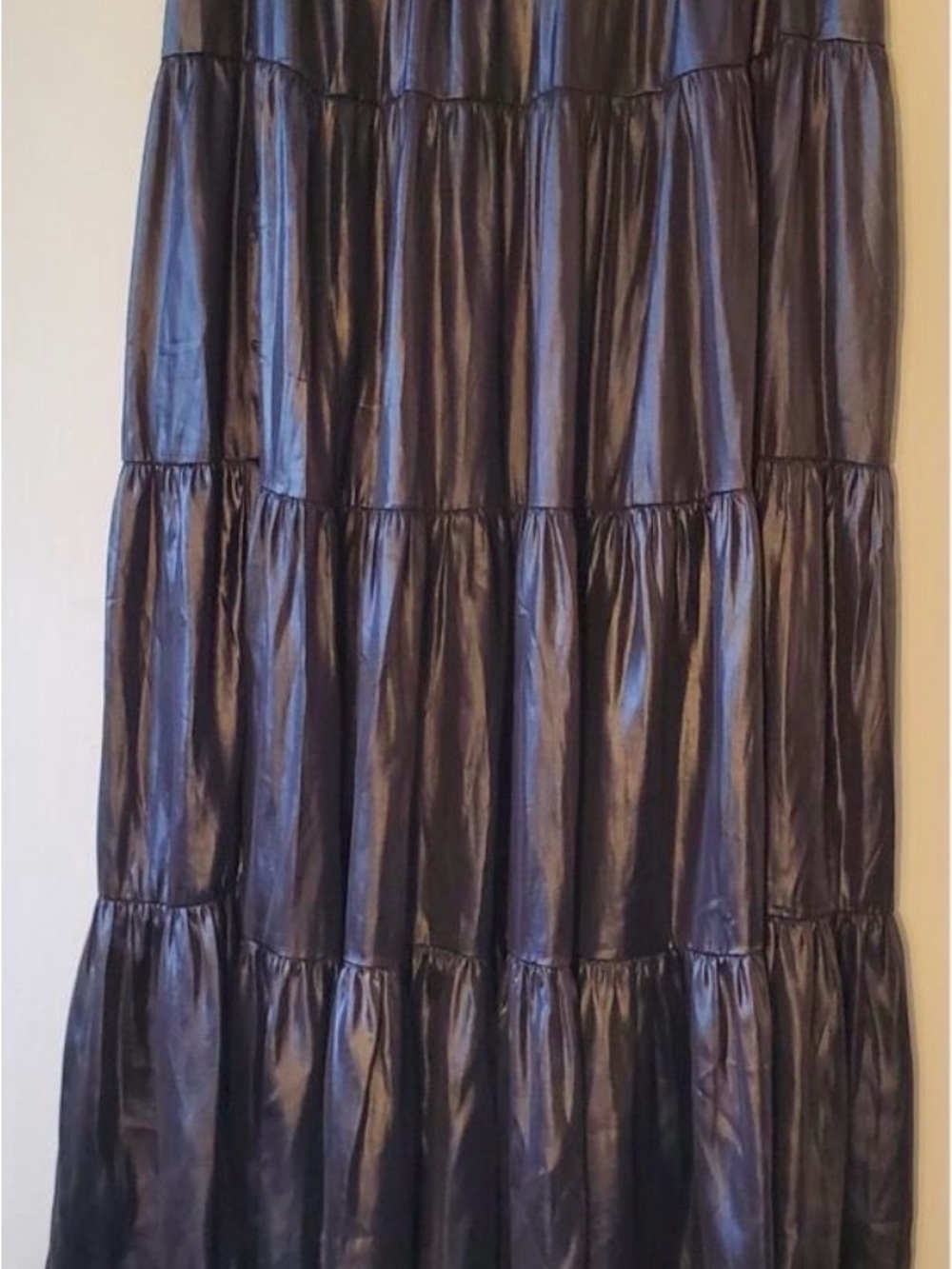 Philosophy Satin Tiered Black Maxi Skirt